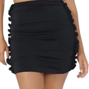 AFRM Black Ruched Bodycon Mini Skirt XS/TP Fitted Party Cocktail Night‎ Out